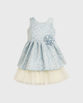 Vestido Bordado Flores Tul Combinado