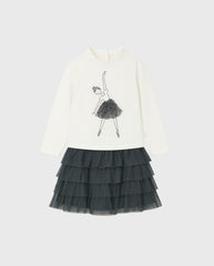 Conjunto Falda Tul Blusa Bailarina Gris Boboli