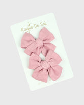 Set 2 Pinzas Moño Rosa Rayito de Sol