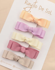 Set 5 Pinzas Moño Pia Lila Rayito de Sol