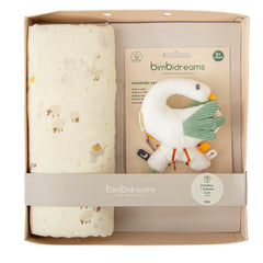 Set muselina con sonajero cisne verde Bimbidreams para bebé