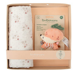 Set de muselina con sonajero erizo rosa para bebé Bimbidreams