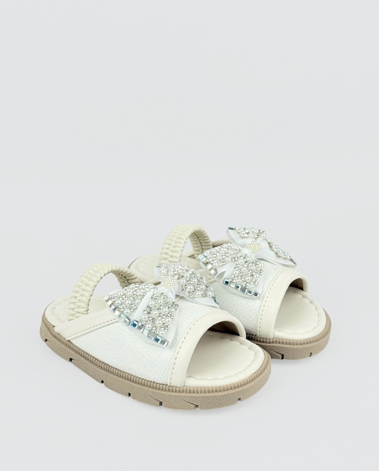 Sandalias Blancas Para Niña Con Moño De Puntos