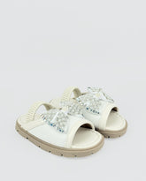 Sandalias Blancas Para Niña Con Moño De Puntos