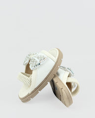 Sandalias Blancas Para Niña Con Moño De Puntos Niños