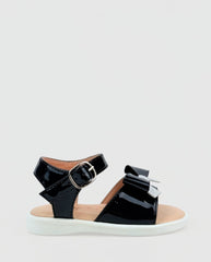 Sandalias Charol Moño Azul Noche Niñas