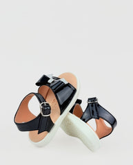 Sandalias Charol Moño Azul Noche Detalles