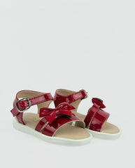 Sandalias Charol Moño Rojo Niñas
