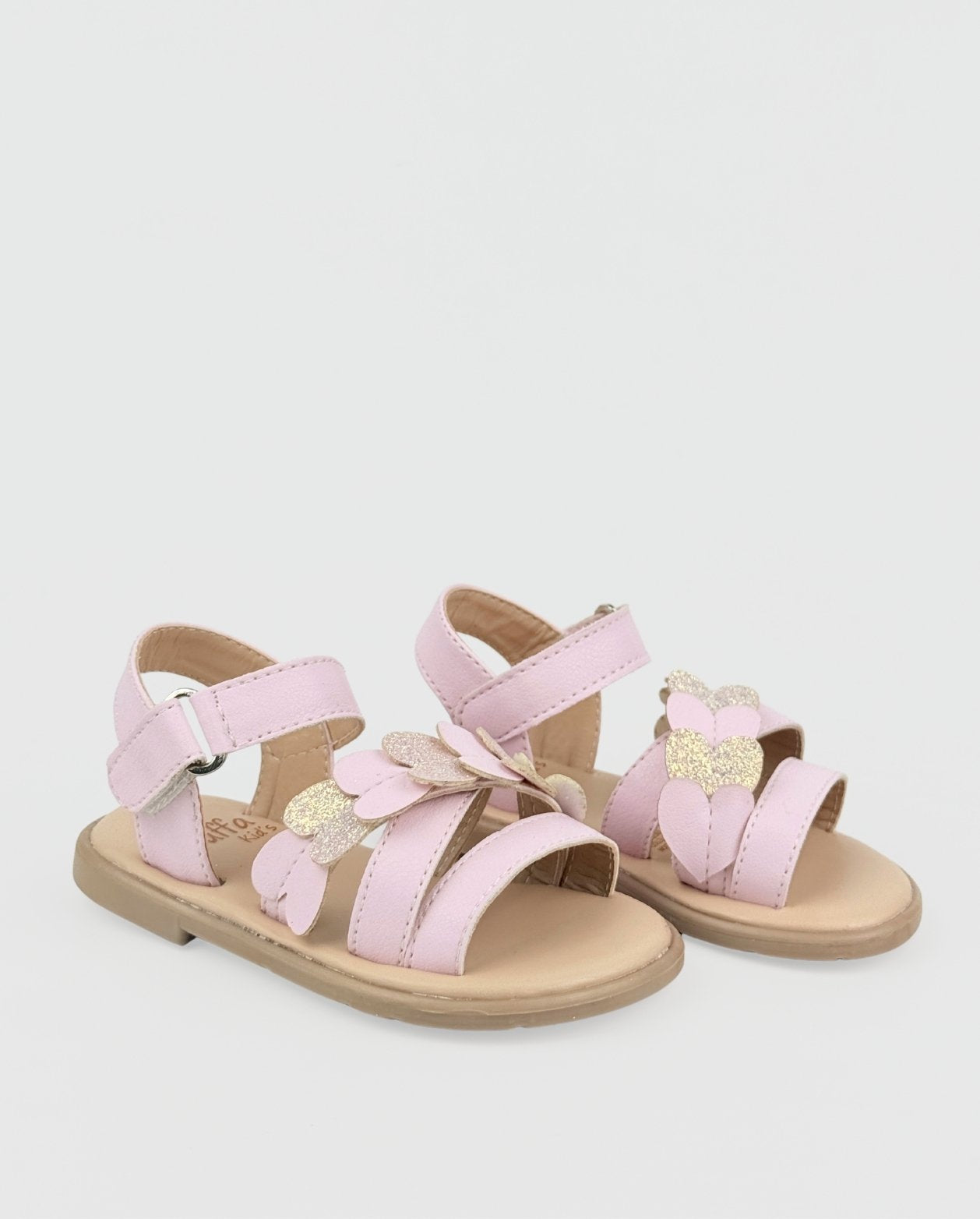 Sandalias Corazones Brillos Rosa
