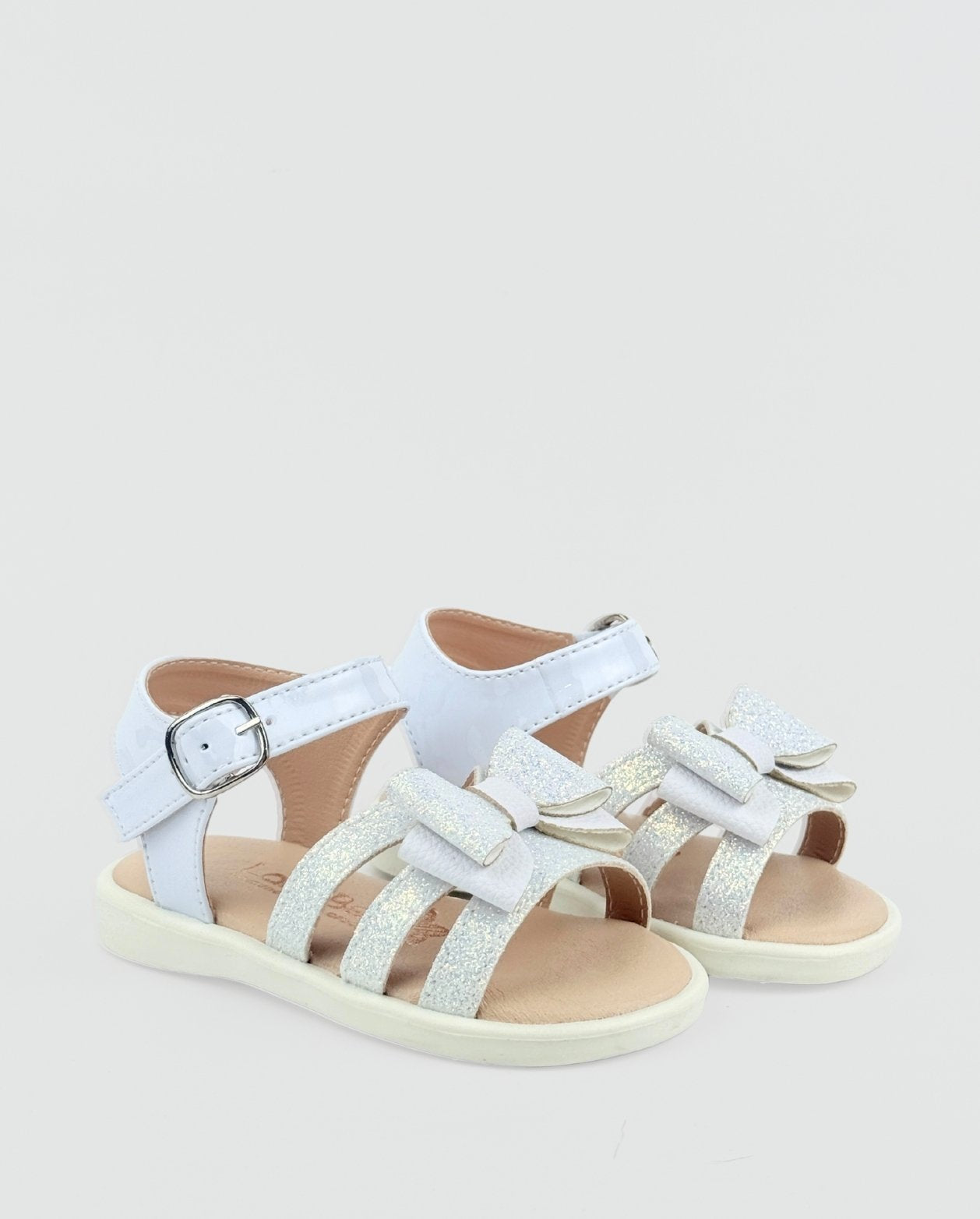 Sandalias Moño Brillo Blanco