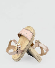 Sandalias Oro Rosa Para Niña Con Puntos Pink
