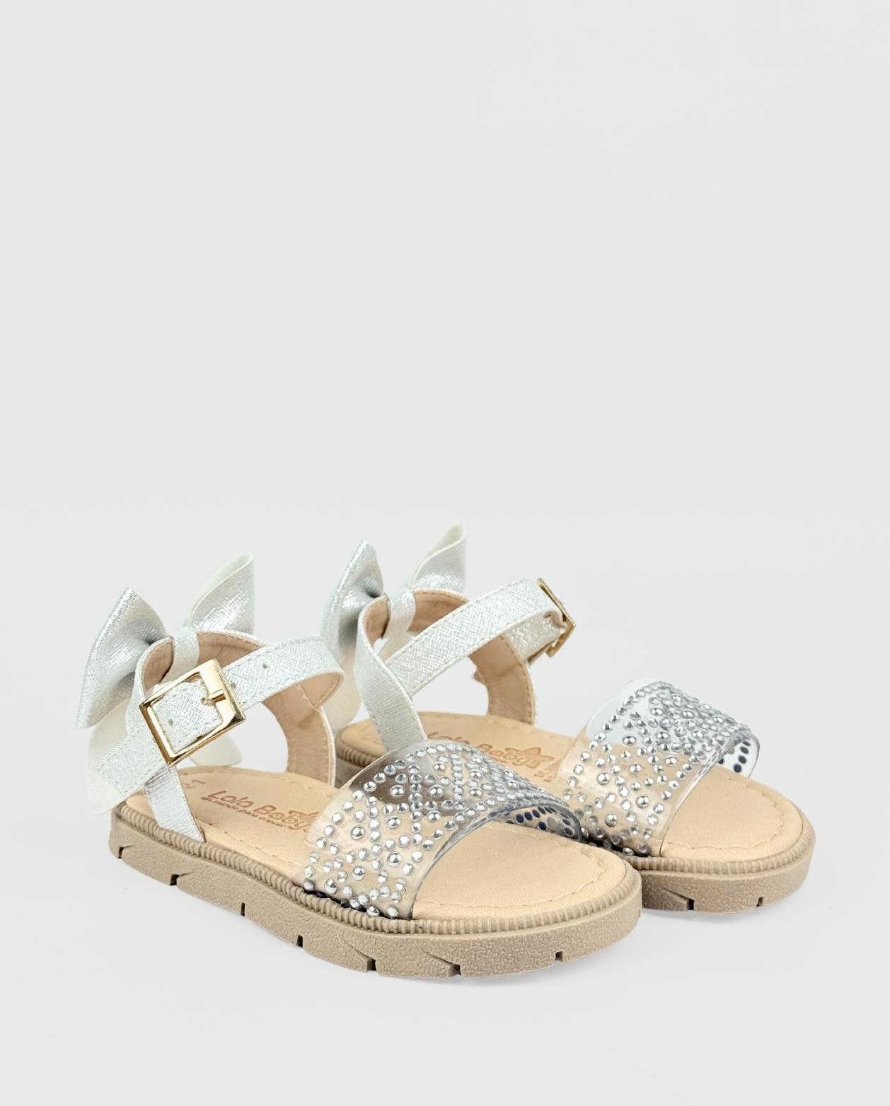 Sandalias Para Niña Con Puntos Plateados