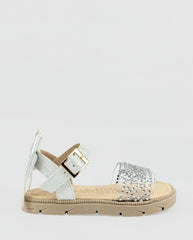 Sandalias Para Niña Con Puntos Plateados Fiesta