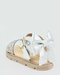 Sandalias Para Niña Con Puntos Plateados Coquette