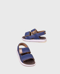 Sandalias Malta Velcro Azul Marrón Niño