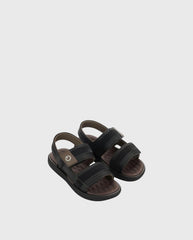 Sandalias Malta Velcro Negro Marrón Niño
