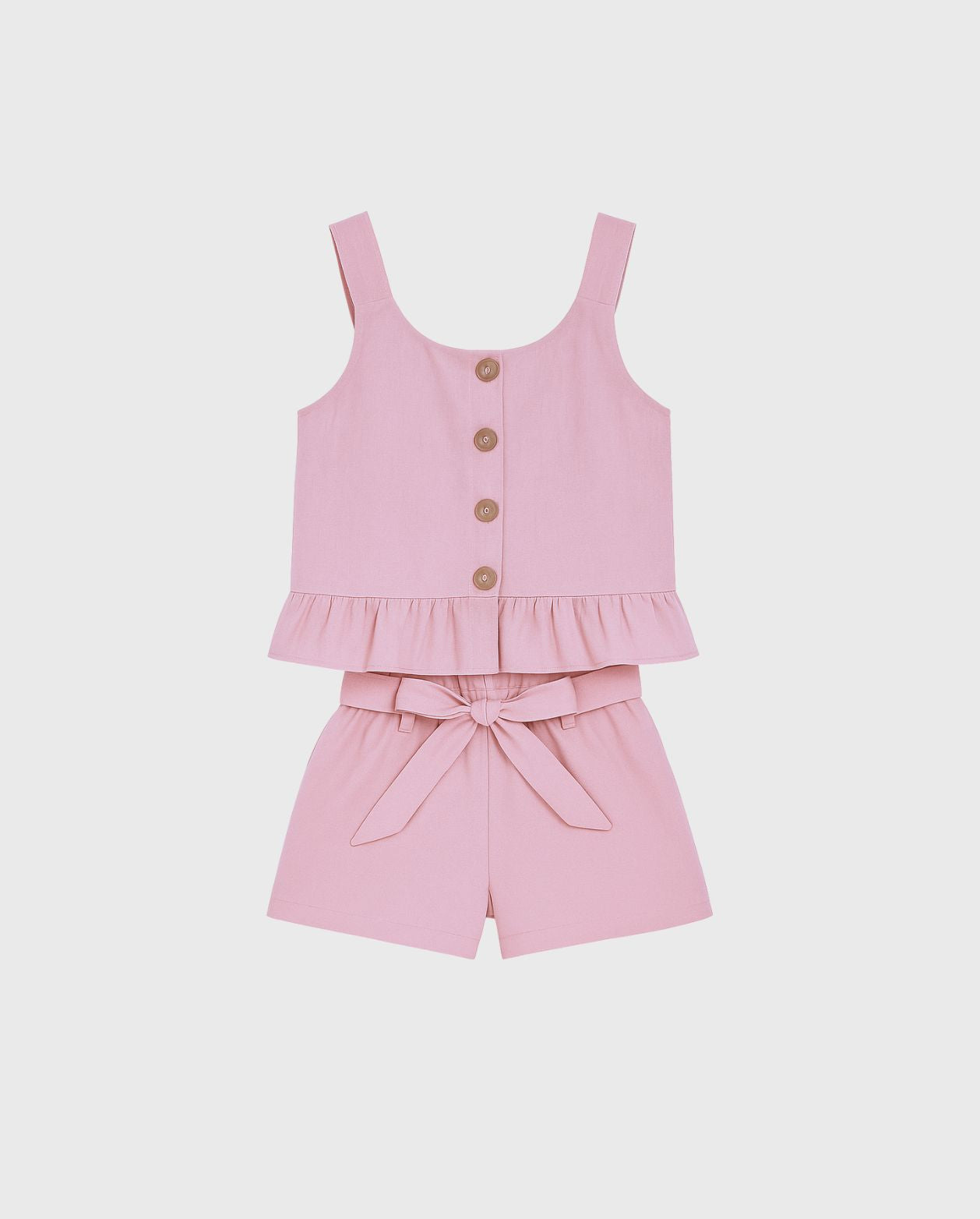 Conjunto Blusa Botones Short Rosa