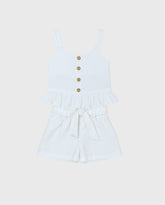 Conjunto Blusa Botones Short Blanca