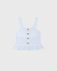 Conjunto Blusa Botones Short Blanca Niña