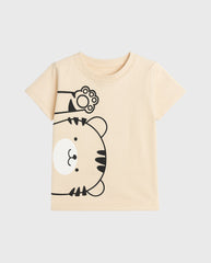 Camiseta Estampado Tigre Beige