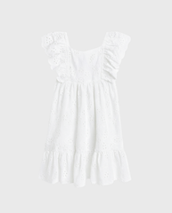Vestido Ojalillo Manga Bolero Blanco