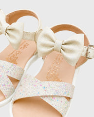 Sandalias Moño Glitter Beige detalles