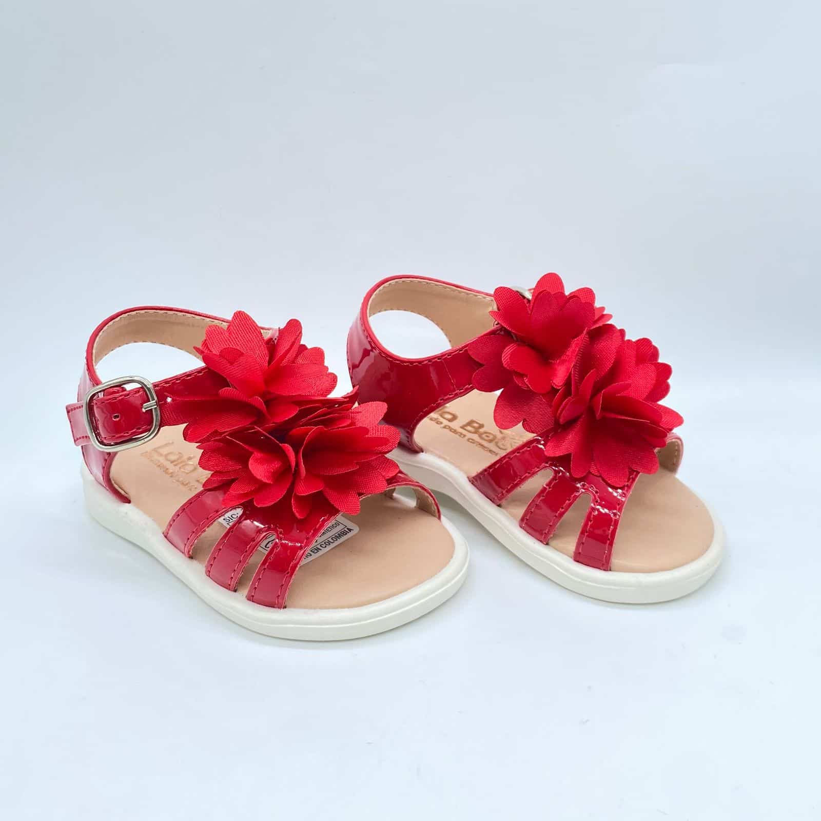 Sandalias Para Niña Flores Rojo
