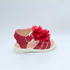 Sandalias Para Niña Flores Rojo detalle