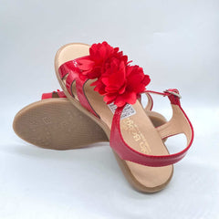Sandalias Para Niña Flores Rojo suela g