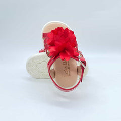 Sandalias Para Niña Flores Rojo suela