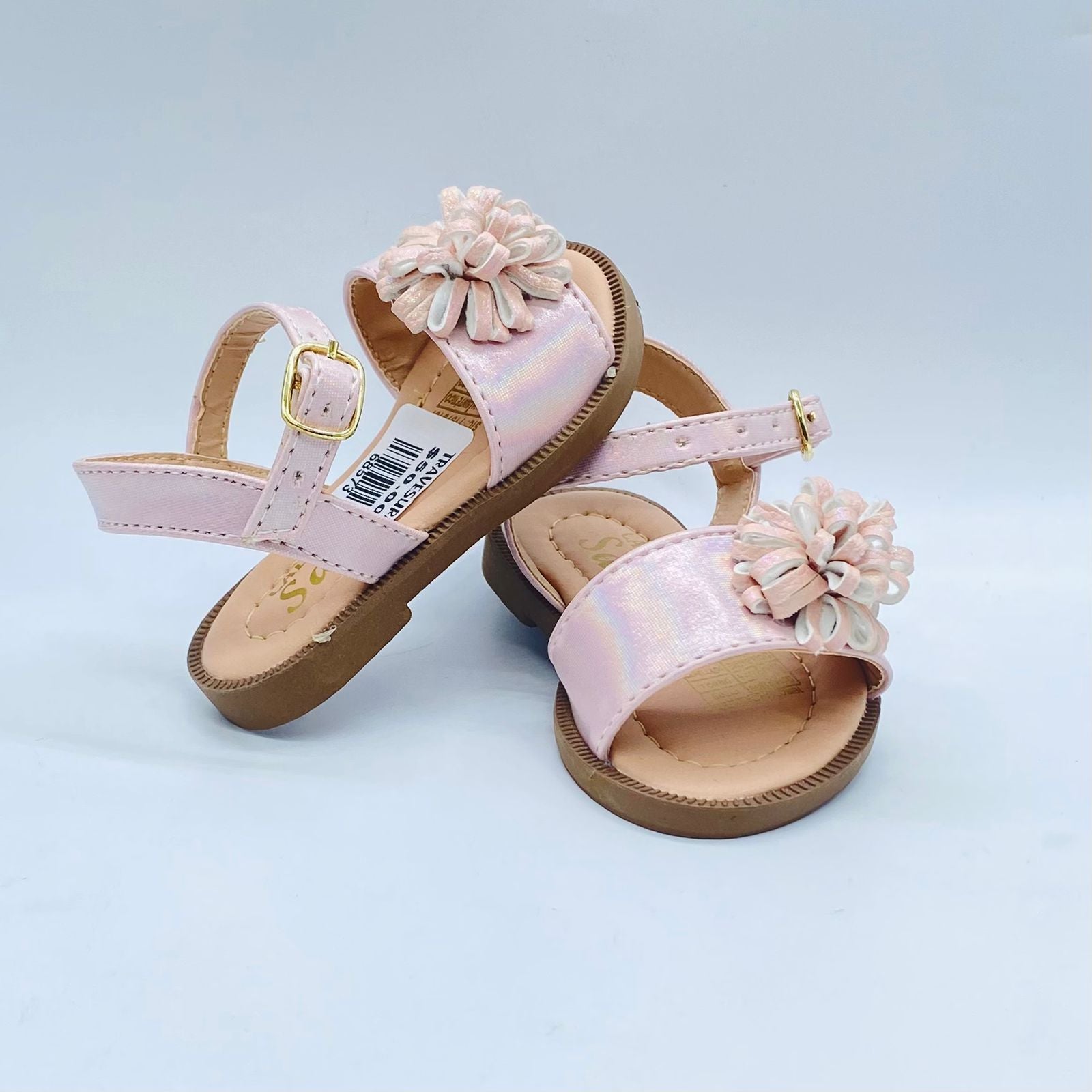 Sandalias Para Niña Tornasol Pompom Palo Rosa suela