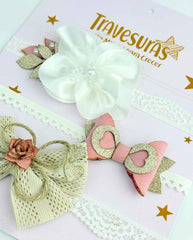 Set 3 Balacas Moño Hoja Rota Detalles