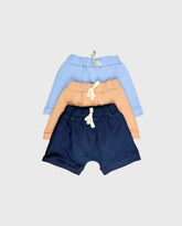 Set 3 Bermudas Acanaladas Azul