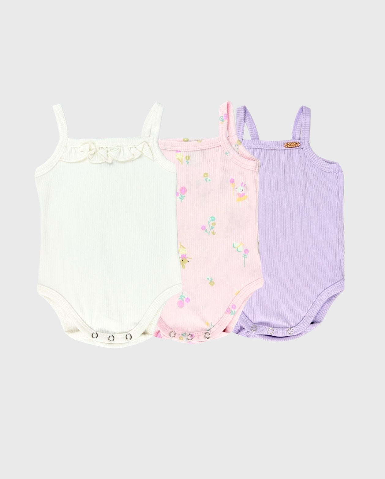 Set 3 Bodys De Tiras Con Flores