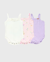 Set 3 Bodys De Tiras Con Flores