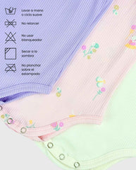 Set 3 Bodys De Tiras Con Flores Detalles
