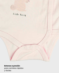 Set 3 Bodys Estampado Conejos Rosa Girls