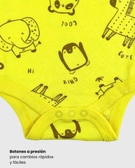 Set 3 Bodys Estampado Jirafa Amarillo Niños
