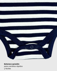 Set 3 Bodys Estampado Jirafa Navy Algodón