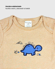 Set 3 Bodys Estampado Rayas Con Dinosaurios Niños