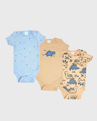 Set 3 Bodys Estampado Rayas Con Dinosaurios