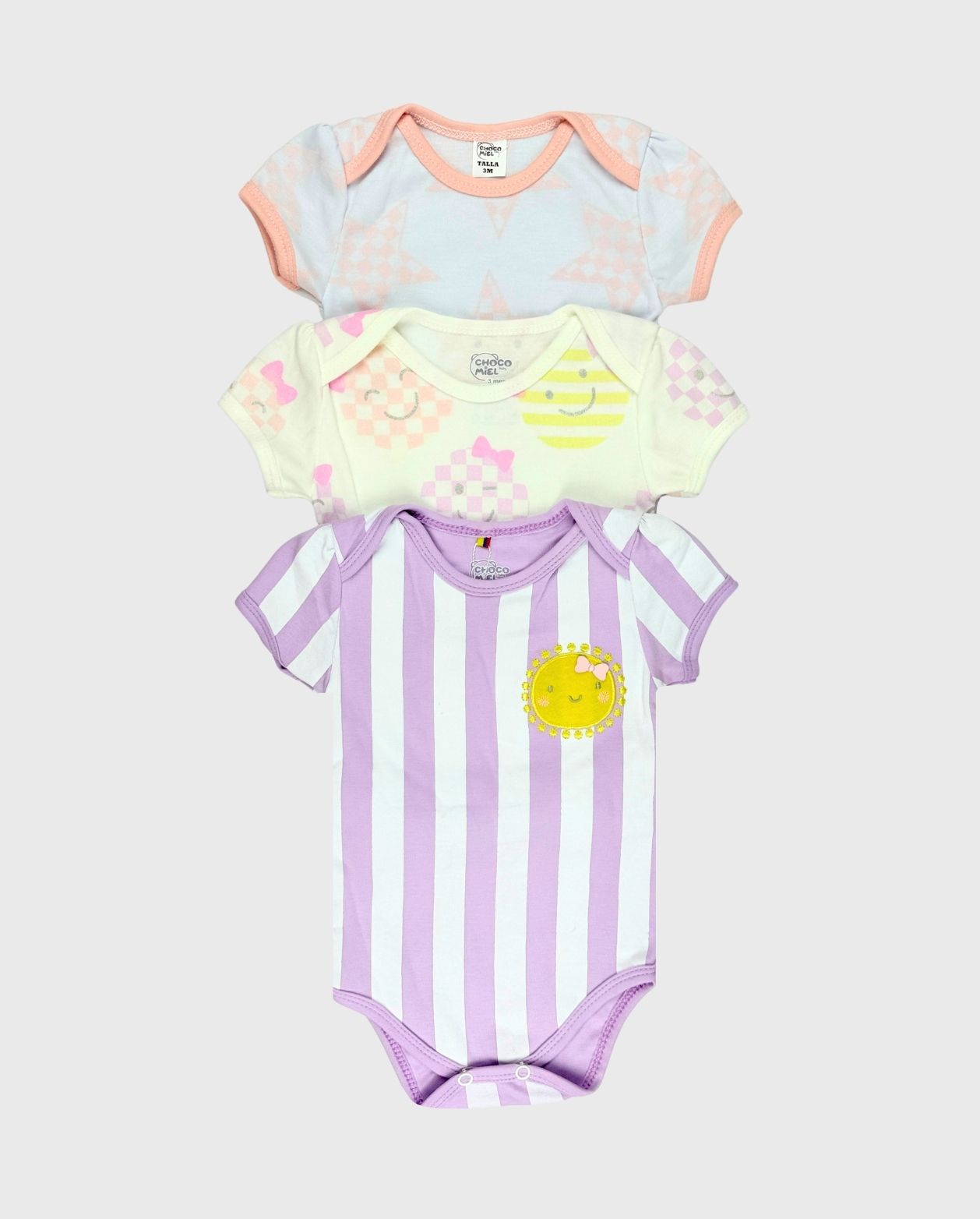Set 3 Bodys Rayas Sol Lila