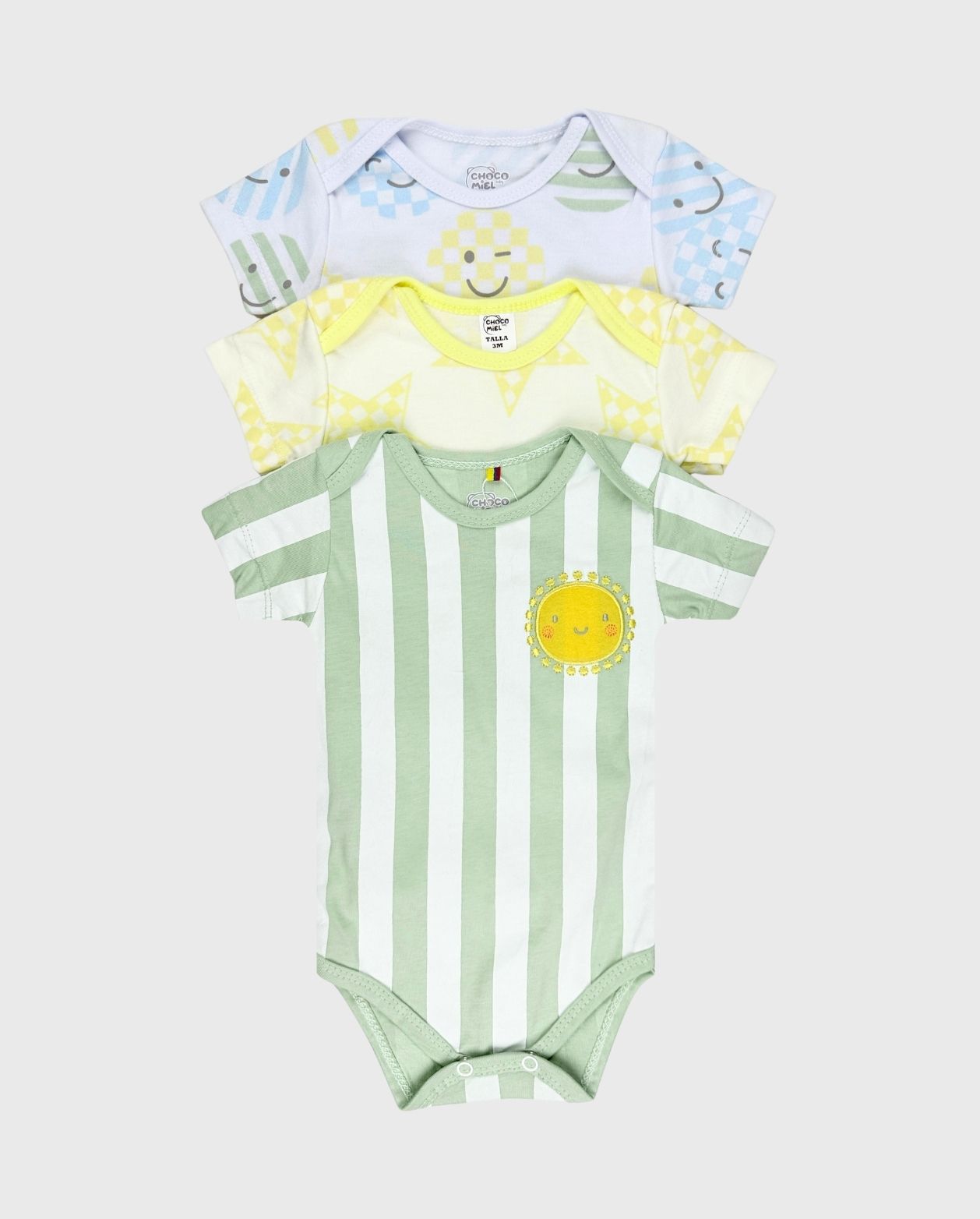 Set 3 Bodys Rayas Sol Verde