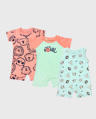 Set 3 Mamelucos Estampado Tigre