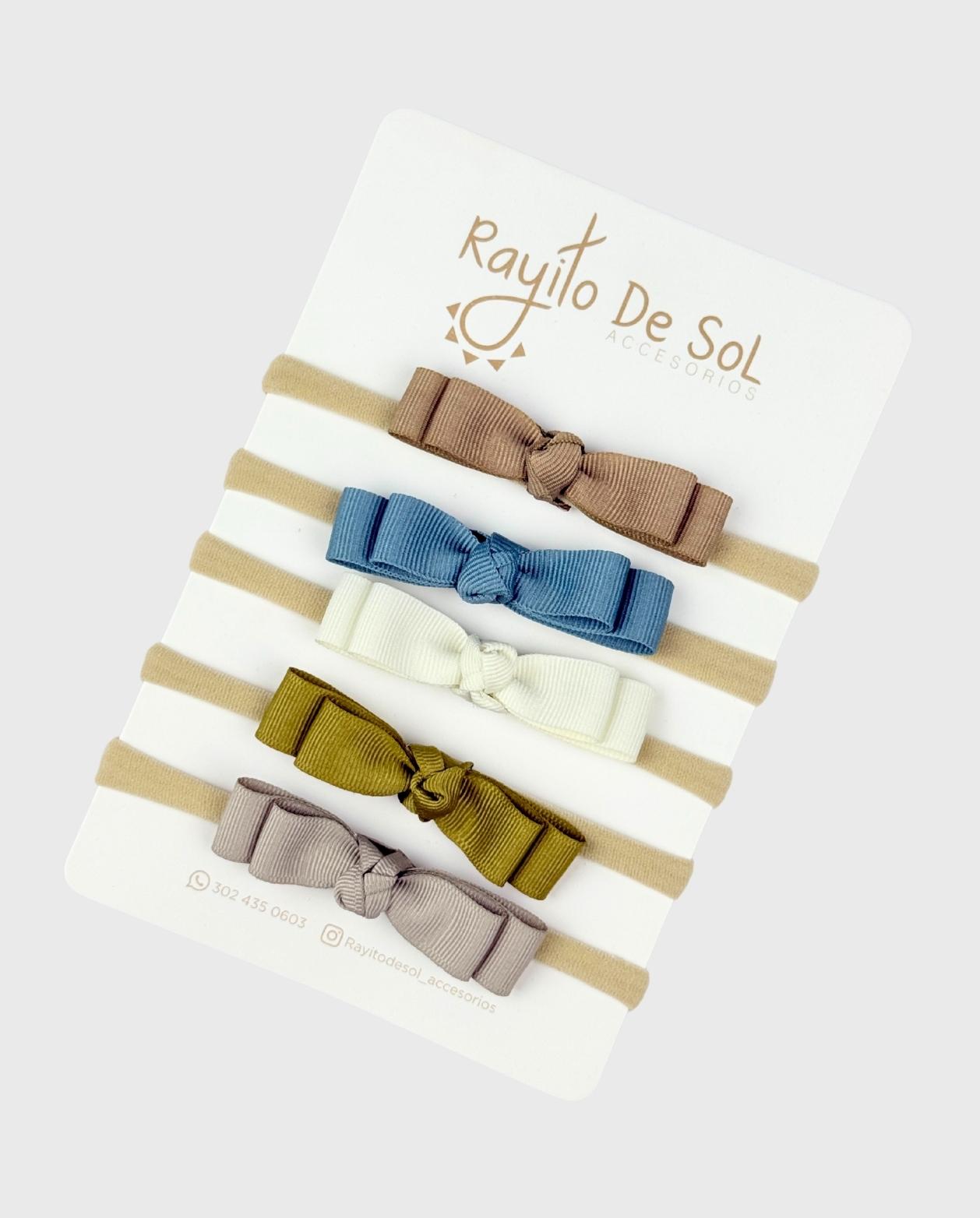 Set 4 Balacas Moño Pia Tierra Verde Rayito de Sol