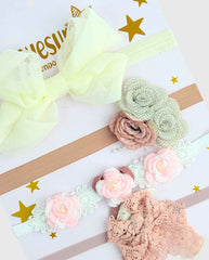 Set 4 Balacas Moño Crema Detalles y Texturas