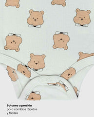 Set 5 Bodys Estampado Corbatín Oso beige Detalles