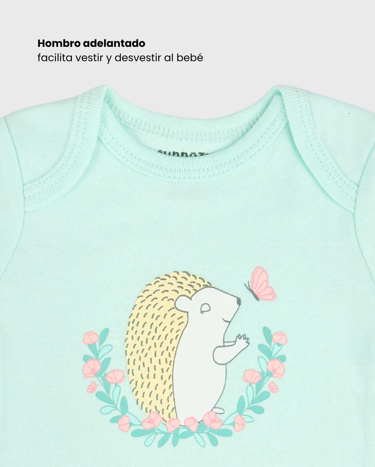 Set 5 Bodys Estampado Flores Erizo Niñas