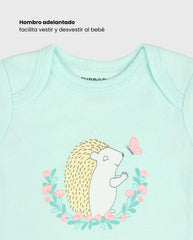 Set 5 Bodys Estampado Flores Erizo Niñas