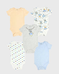 Set 5 Bodys Estampado Mono Gris